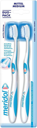 Meridol Duo-Pack Toothbrushes Medium Green and Blue