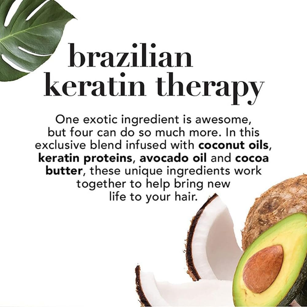 OGX Ever-straightening + Brazillian Keratin Therapy Shampoo and Conditioner 13 Oz, 2 Bottle Set