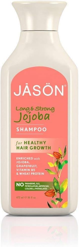 Jason Long And Strong Jojoba Shampoo | For Healthy Hair Growth | Enriched With Jojoba, Grapefruit, Vitamin B5 & Quinoa Protein | No Parabens, Harsh Sulfates | Cruelty Free | 16 Oz