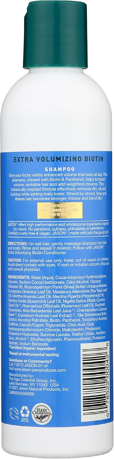 JASON Thin-to-Thick Extra Volume Shampoo, 8 fl oz. (Packaging May Vary)