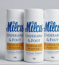 Milcu Underarm and Foot Deodorant Powder Value Pack - (3) 40g Bottles, 2-in-1 Natural Deodorant Powder for Family Protection